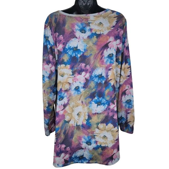 Lularoe Lynnae Floral Plus Size Long Sleeve T-shirt 3xl - Picture 2 of 5